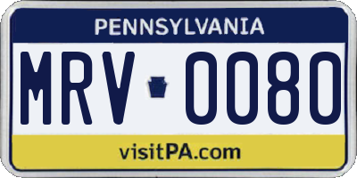 PA license plate MRV0080