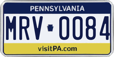 PA license plate MRV0084