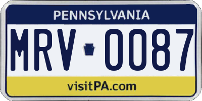 PA license plate MRV0087