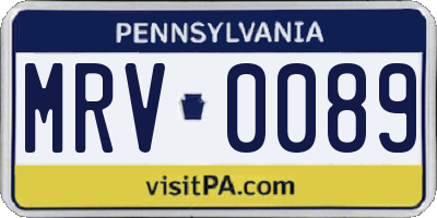 PA license plate MRV0089