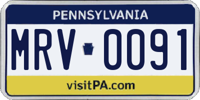 PA license plate MRV0091