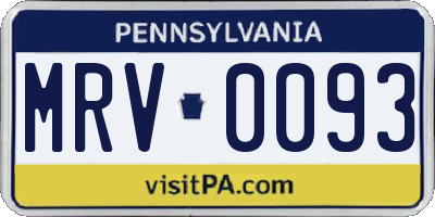 PA license plate MRV0093