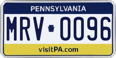 PA license plate MRV0096