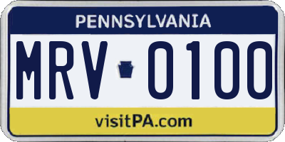 PA license plate MRV0100