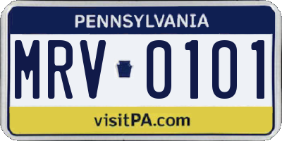 PA license plate MRV0101