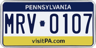 PA license plate MRV0107