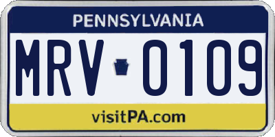 PA license plate MRV0109