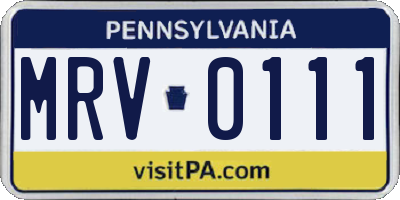 PA license plate MRV0111