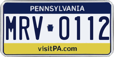 PA license plate MRV0112
