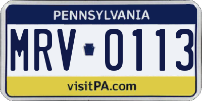 PA license plate MRV0113