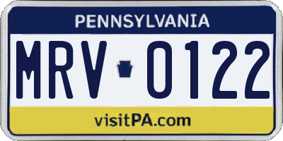 PA license plate MRV0122