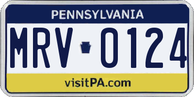 PA license plate MRV0124