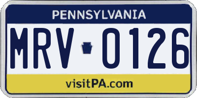 PA license plate MRV0126