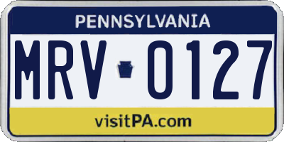 PA license plate MRV0127