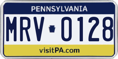 PA license plate MRV0128
