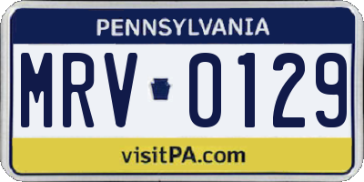 PA license plate MRV0129