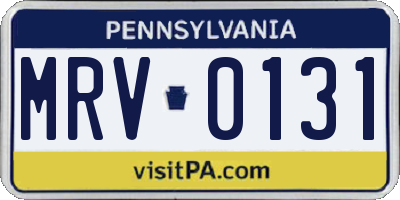 PA license plate MRV0131