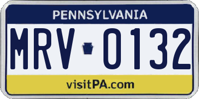 PA license plate MRV0132
