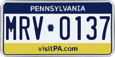 PA license plate MRV0137