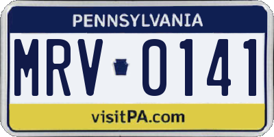 PA license plate MRV0141