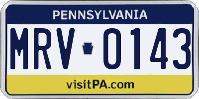 PA license plate MRV0143
