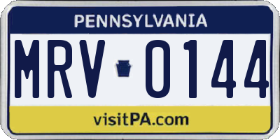 PA license plate MRV0144
