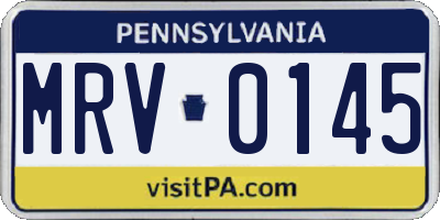 PA license plate MRV0145