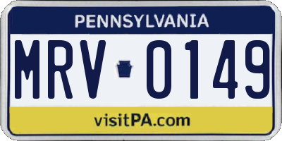 PA license plate MRV0149
