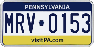 PA license plate MRV0153