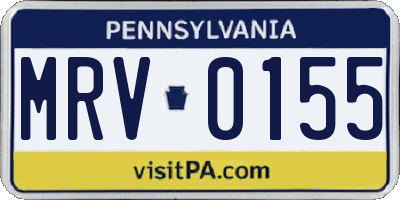 PA license plate MRV0155