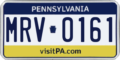 PA license plate MRV0161
