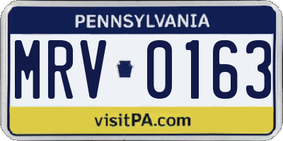 PA license plate MRV0163