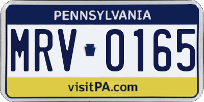 PA license plate MRV0165