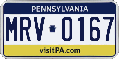PA license plate MRV0167