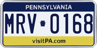 PA license plate MRV0168