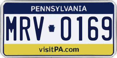PA license plate MRV0169