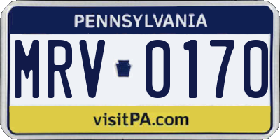 PA license plate MRV0170