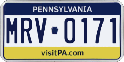 PA license plate MRV0171
