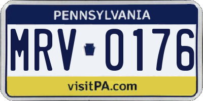 PA license plate MRV0176
