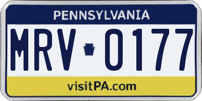 PA license plate MRV0177
