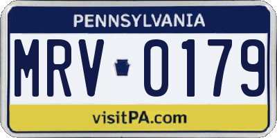 PA license plate MRV0179
