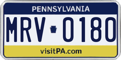 PA license plate MRV0180