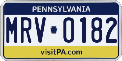 PA license plate MRV0182