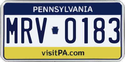 PA license plate MRV0183