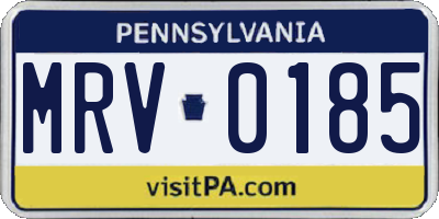 PA license plate MRV0185