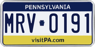 PA license plate MRV0191