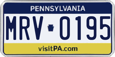 PA license plate MRV0195