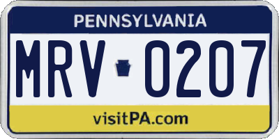 PA license plate MRV0207