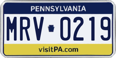 PA license plate MRV0219