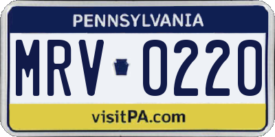 PA license plate MRV0220